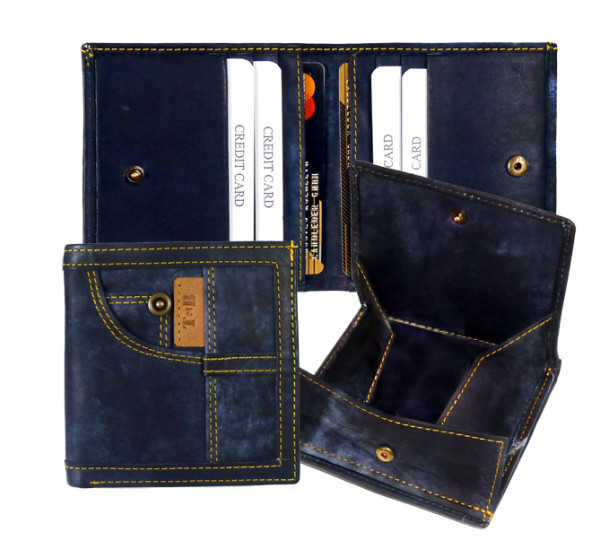 Wiener Schachtel Börse - Vollrind Farbe 26-Jeans